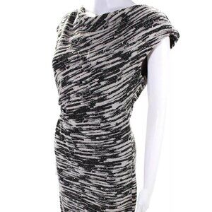Artelier Nicole Miller Textured Sleeveless Dress Black Beige